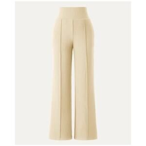 OGL Pin Tuck Pant Thermal Eco Mousse High Waist Pull On Cream Size Medium NEW